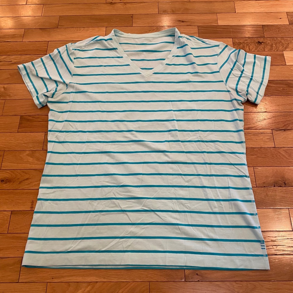Mens V-Neck Striped Lululemon Short Sleeve‎ T-Shirt Regular Fit
